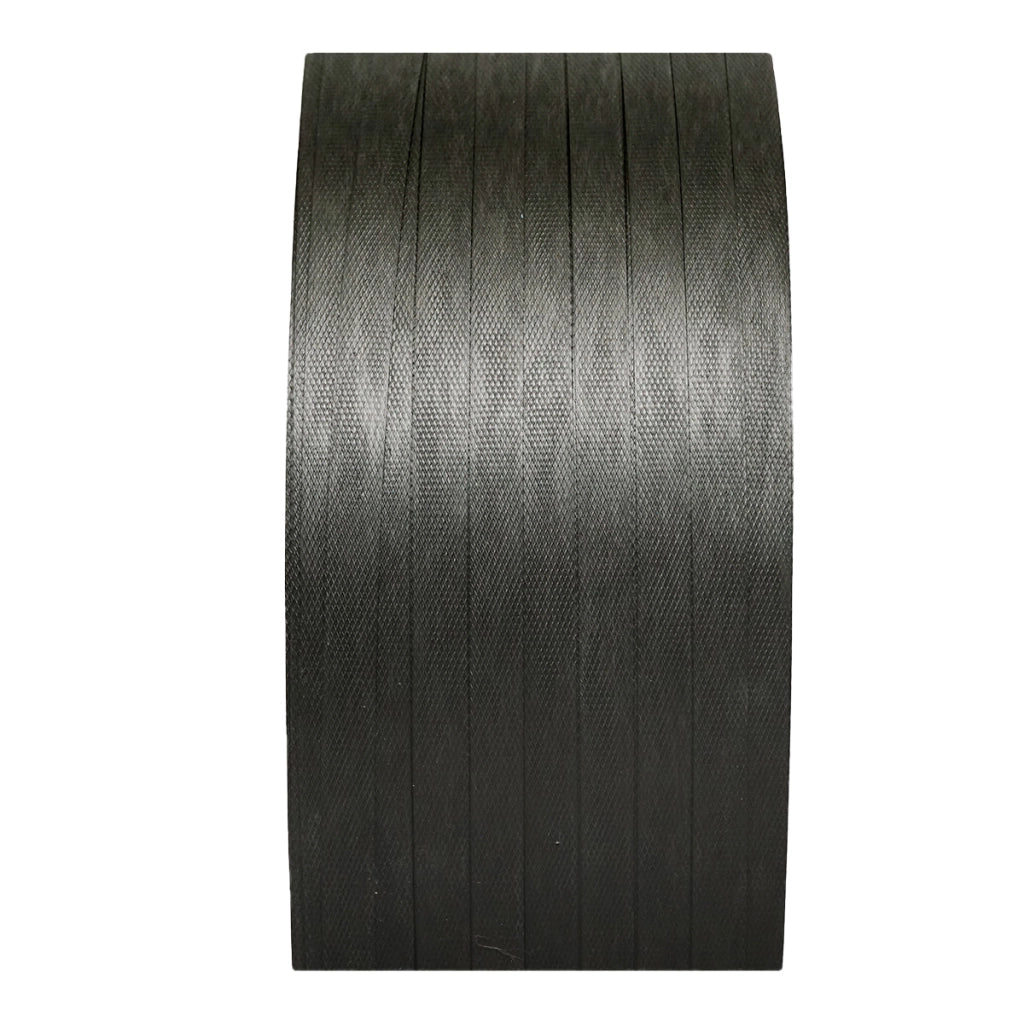 Nastro di reggiatura in polipropilene PP per uso semiautomatico, 16x0,8 mm, nero, rotolo da 1400 m