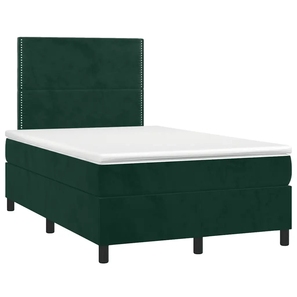 Letto a Molle con Materasso e LED Verde Scuro 120x190cm Vellutocod mxl 91864