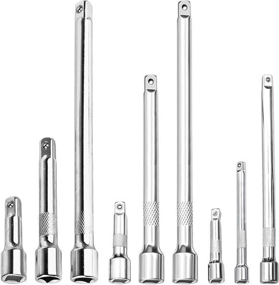 Set di 9 Stuks Stuzzo di Allungamento, 1/4 pollici, 3/8 pollici, 1/2 pollici, Ideale per Officina e Riparazioni Professionali, Metallo Duraturo e Facile da Usare