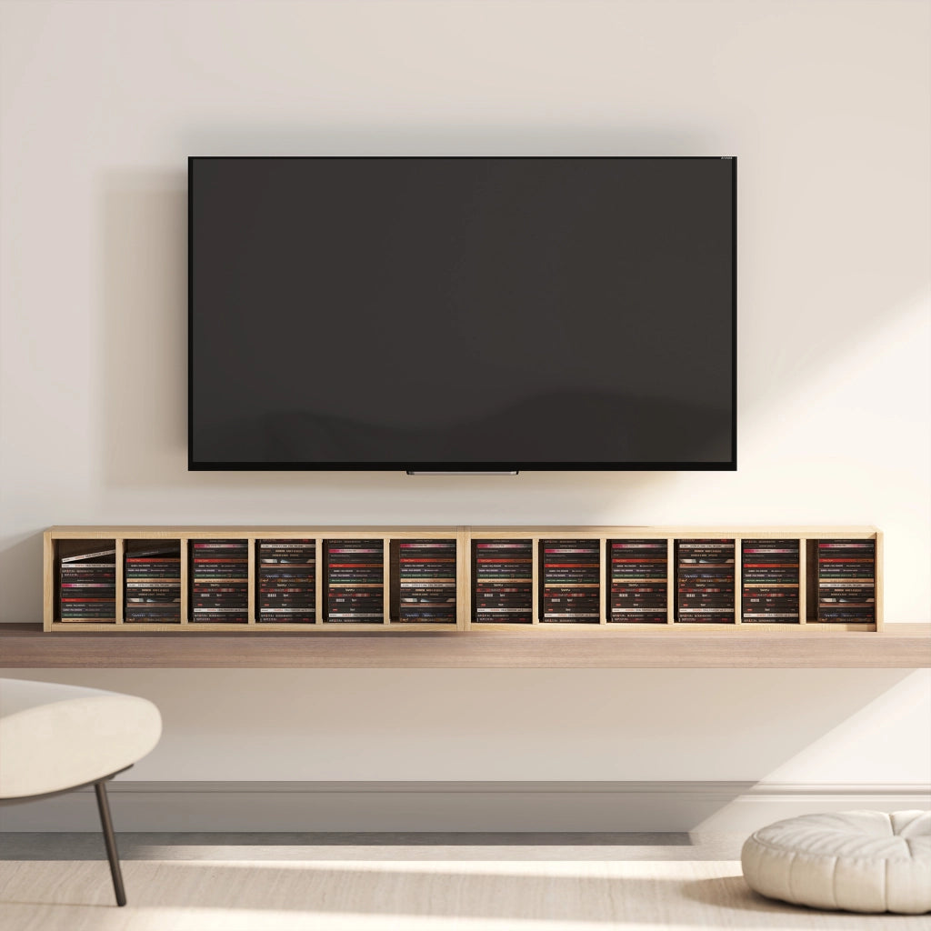 Set 2 Librerie 21x22,5x88,5 cm Mobili Porta CD con Ripiani Regolabili per 204 CD in Legno Rovere