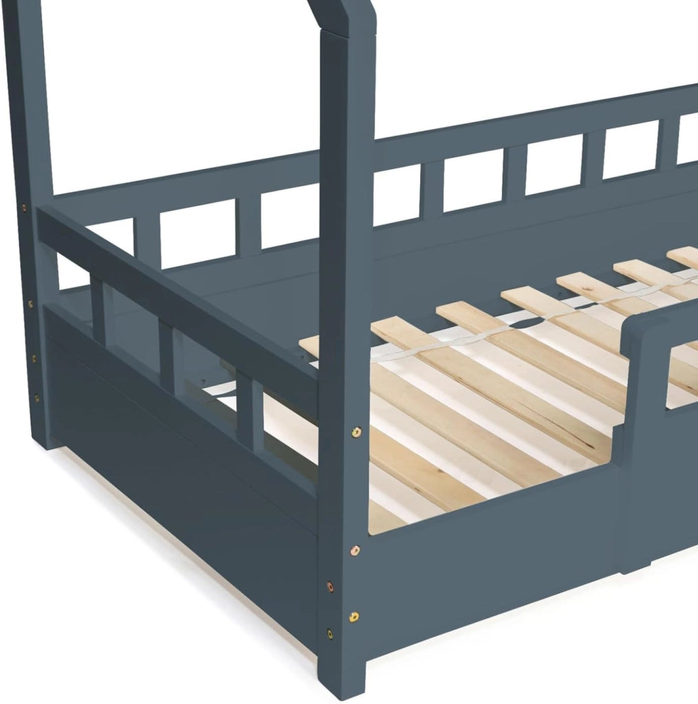 Letto a capanna per bambini 80 x 160 CM NEREE grigio con struttura letta e sponde