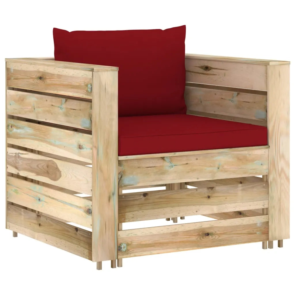 Set Salotto da Giardino 2 pz con Cuscini Legno Impregnato Verde 3074540
