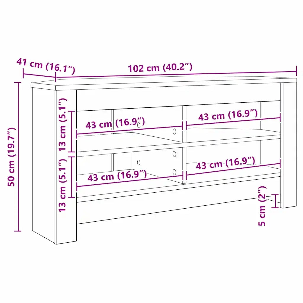 MobileTVAngolare Bianco 102 x 40,5 x 45 cm Legno multistrato 889775