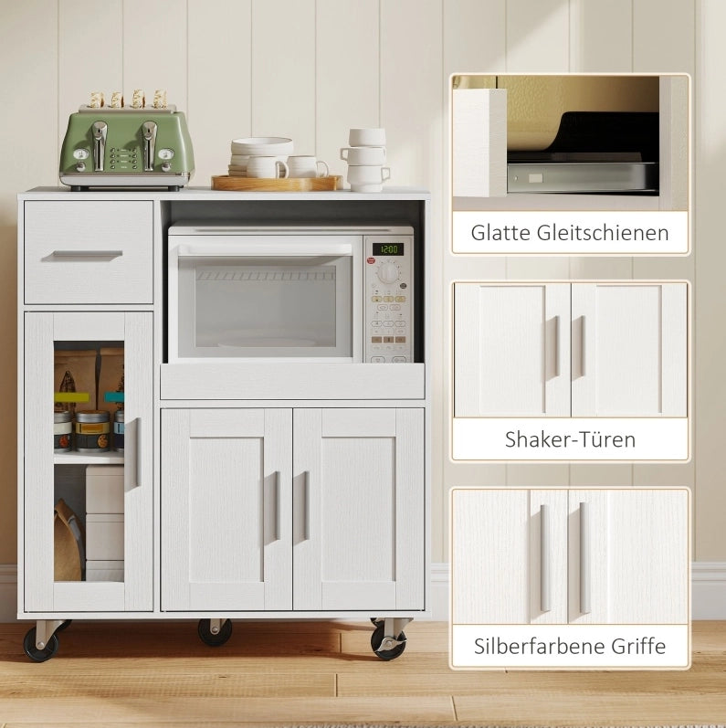 Mobile da cucina bianco con cassetti e ripiani