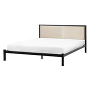 Struttura del letto in metallo Nero e Beige 140 x 200 cm imbottita a doghe minimalista