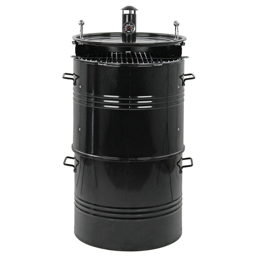 Barbecue Affumicatore a Carbone Carbonella 46,5x42,5x101 cm Griglia Ø47 cm Barrel Nero