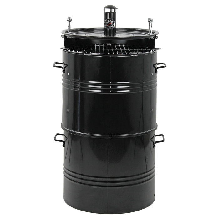 Barbecue Affumicatore a Carbone Carbonella 46,5x42,5x101 cm Griglia Ø47 cm Barrel Nero