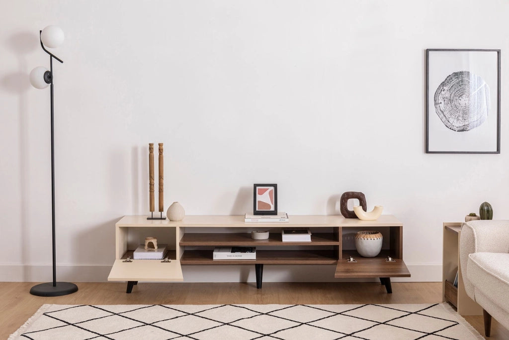 Porta TV in legno "Clark" - 180 x 37 x 45 cm - Marrone