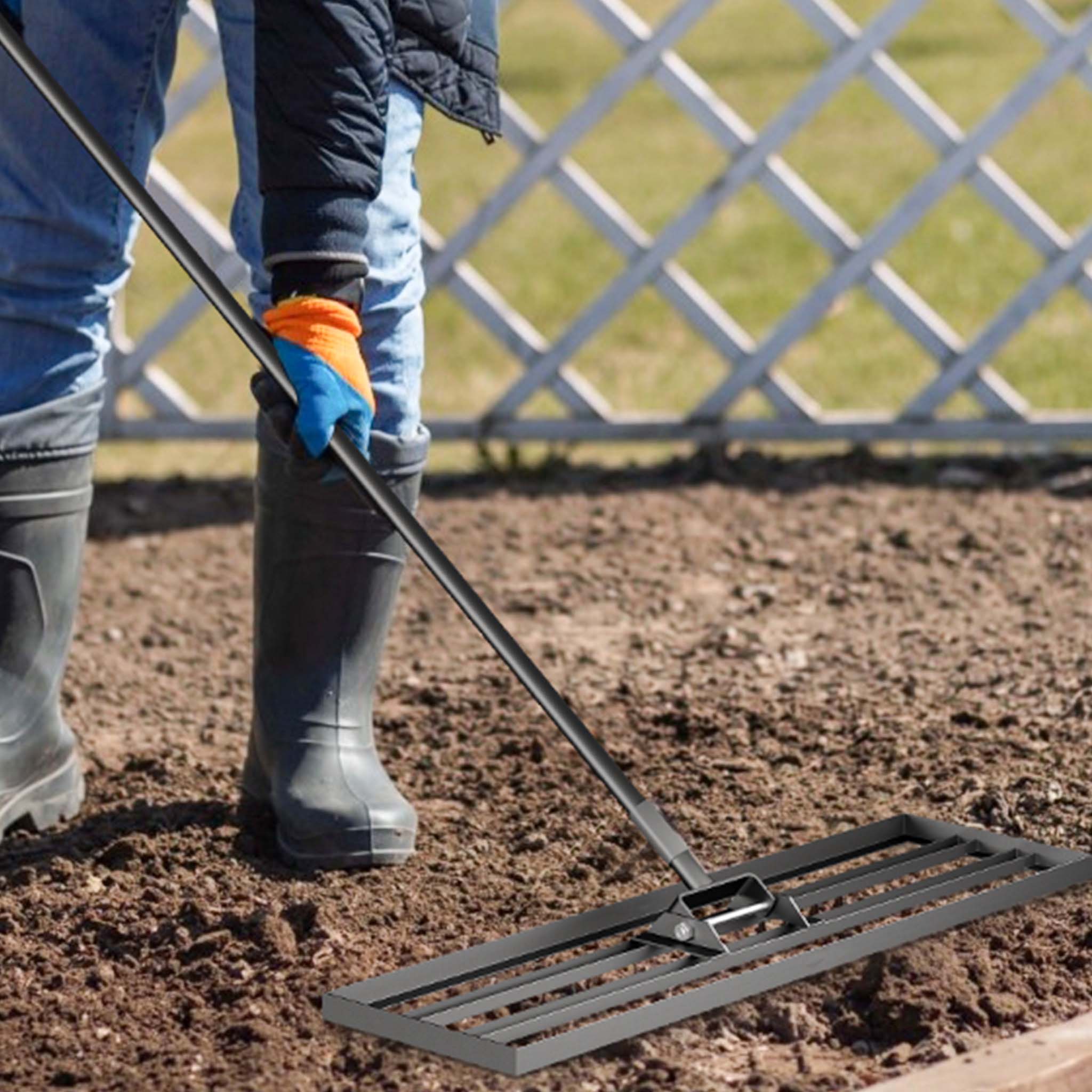 Rastrello livellatore in alluminio 120 x 25 cm, per livellamento e sabbiatura di terreni prati