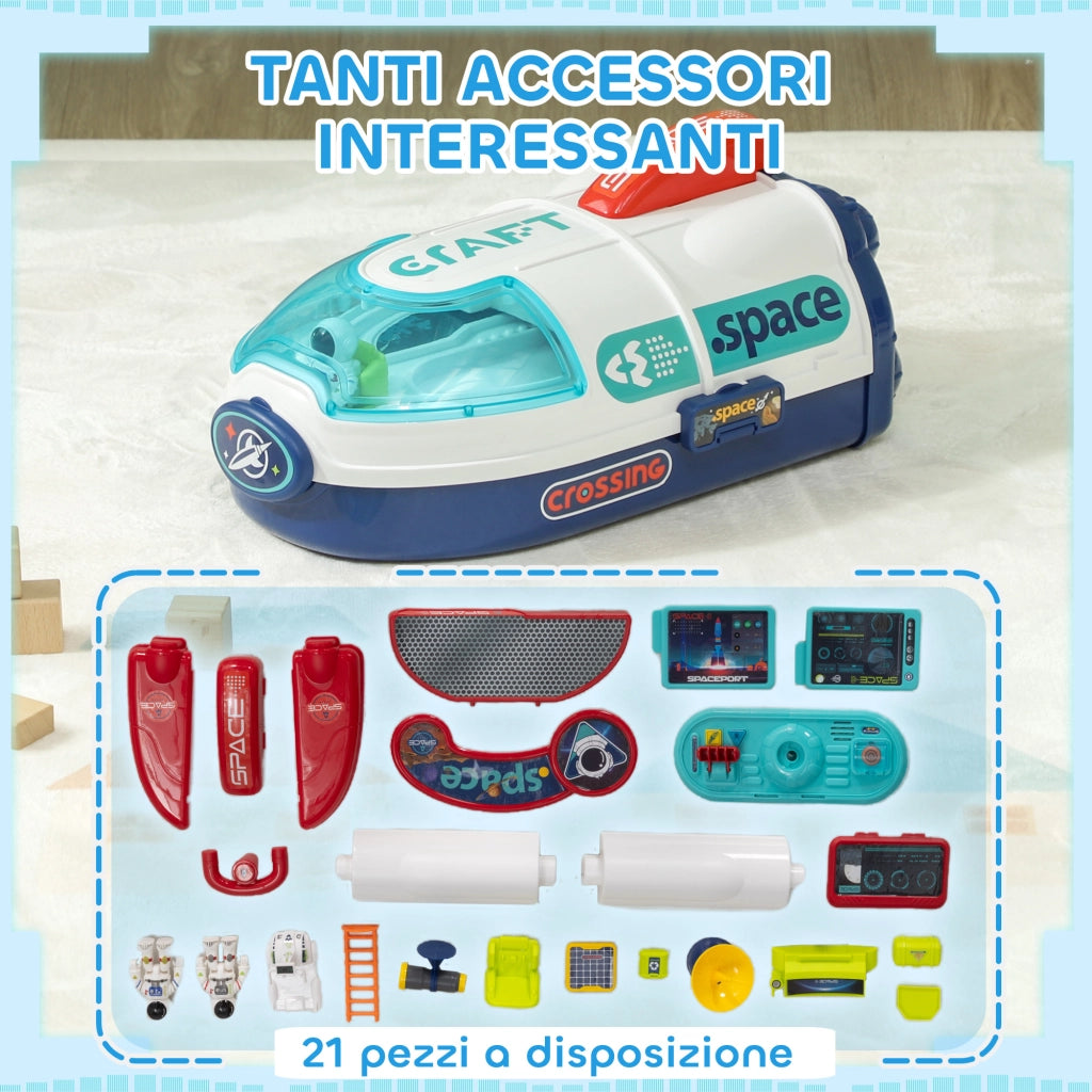 Banco da Lavoro Giocattolo da 21 Pezzi a tema Spaziale con Suoni e Luci, in PP e GPPS, 45.5x24x52.5 cm