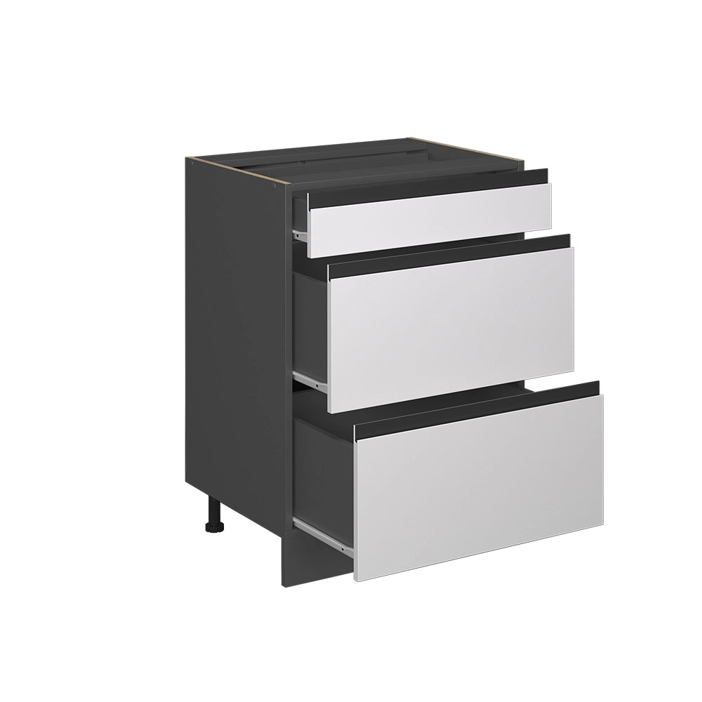 Vicco Mobiletto base per cucina Bianco 60 cm Forma a J, con cassetti, senza piano di lavoro