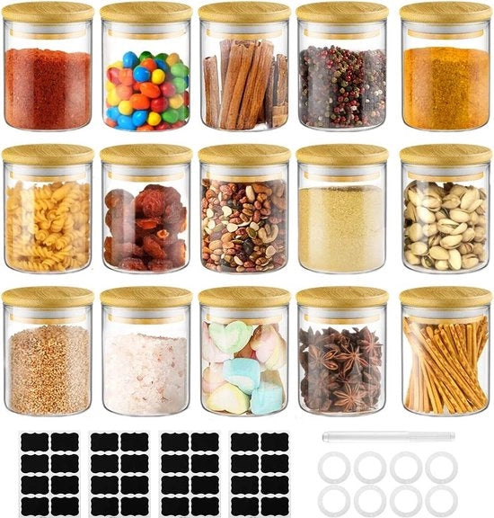 Set di Contenitori per Cucina, Contenitore per Cucina con Dose, Contenitore per Cucina con Chiusura Ermetica, Capacità 180 ml, Set di 12 pezzi