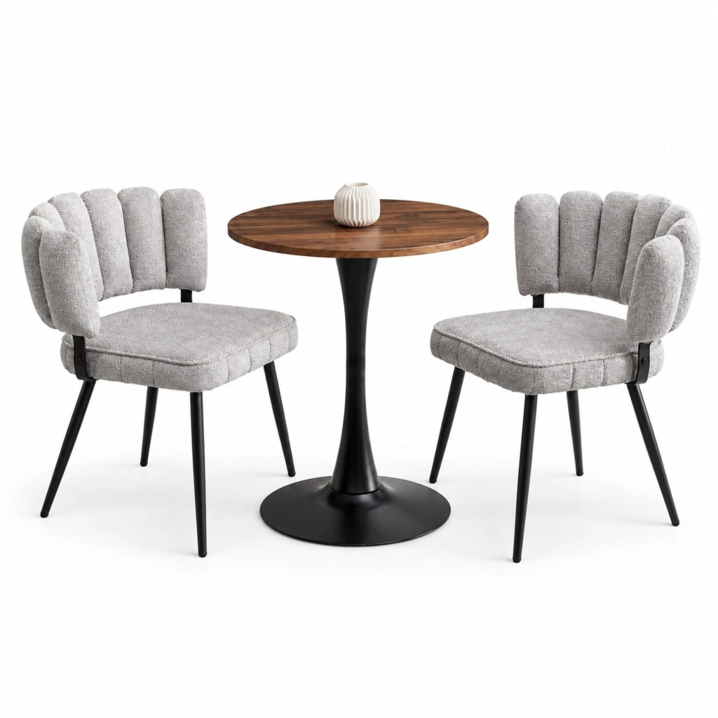 Set tavolo da pranzo con 2 sedie grigio chiaro