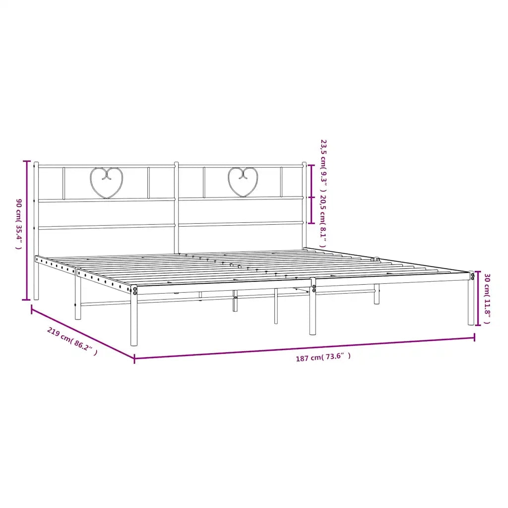 Giroletto con Testiera Metallo Bianco 183x213 cm