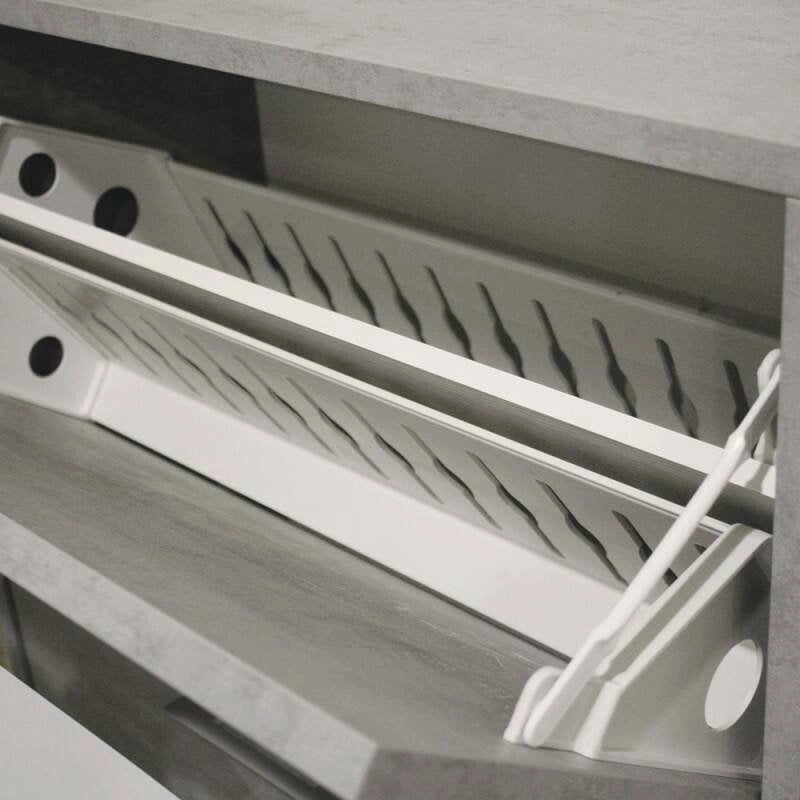 Mobile Portascarpe Adeindein, Scarpiera 24 Paia Made in Italy, 67x28x147h cm Grigio Cemento