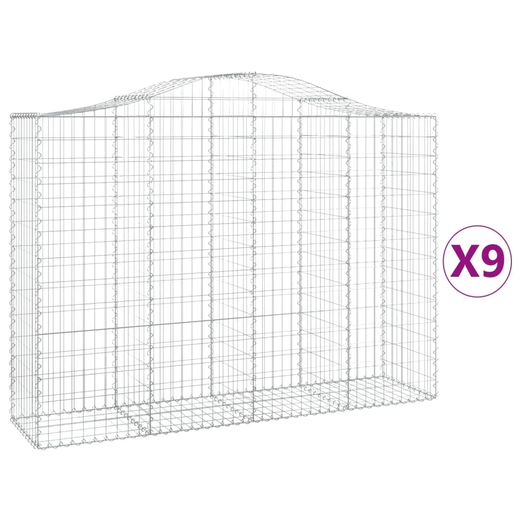 Set di 9 gabbioni ad arco per recinzione gabbia o muro di contenimento 200 x 50 x 140/160 cm ferro zincato argento 02_0041259