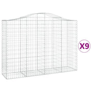 Set di 9 gabbioni ad arco per recinzione gabbia o muro di contenimento 200 x 50 x 140/160 cm ferro zincato argento 02_0041259
