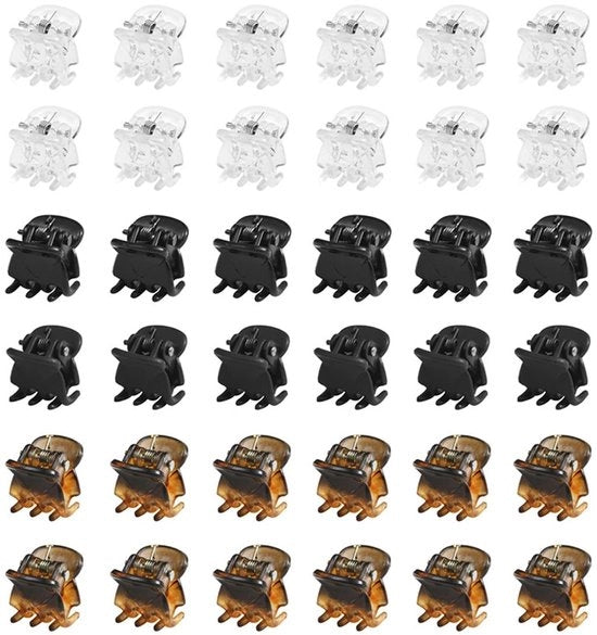 Set di Clip per Capelli Antiscivolo Mini/Compacto - 36 Pezzi - Nero/Bruno/Bianco - Per Ragazze/Adulti - Materiale di Alta Qualità - Clip per Capelli