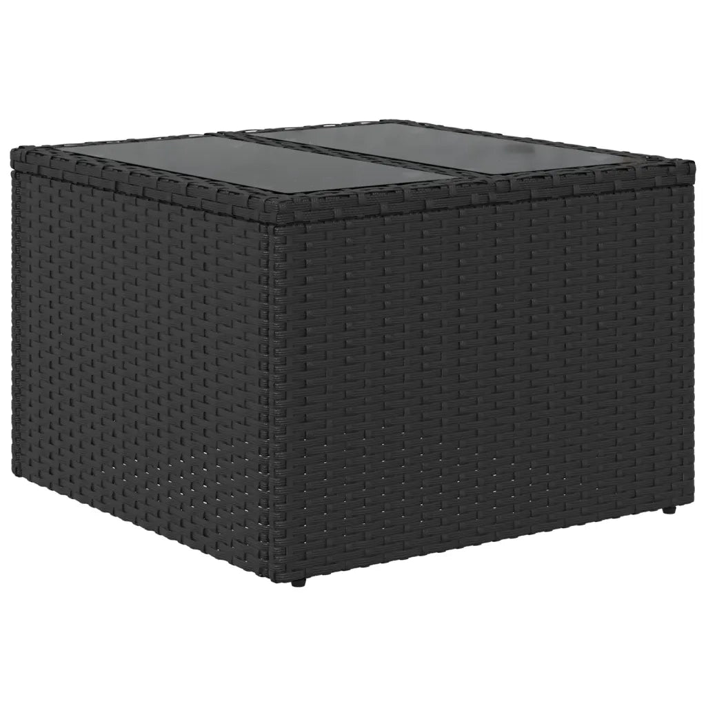 Tavolo da giardino con piano in vetro nero 55x55x37 cm in polyrattan 365969