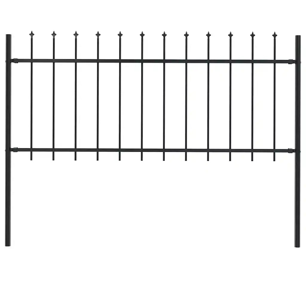 Recinzione Giardino con Punta a Lancia in Acciaio 1,7x0,8m Nera cod mxl 6570