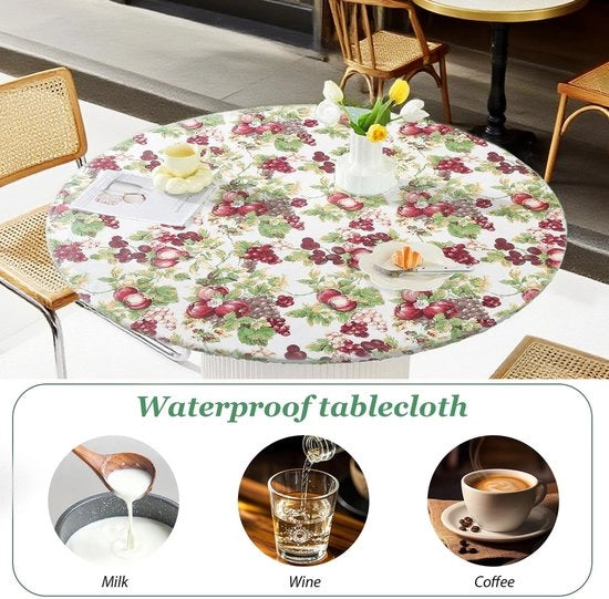 Copri tavolo resistente all'acqua, diametro 110 cm, per esterni, realizzato in PVC, protezione per tavoli da giardino