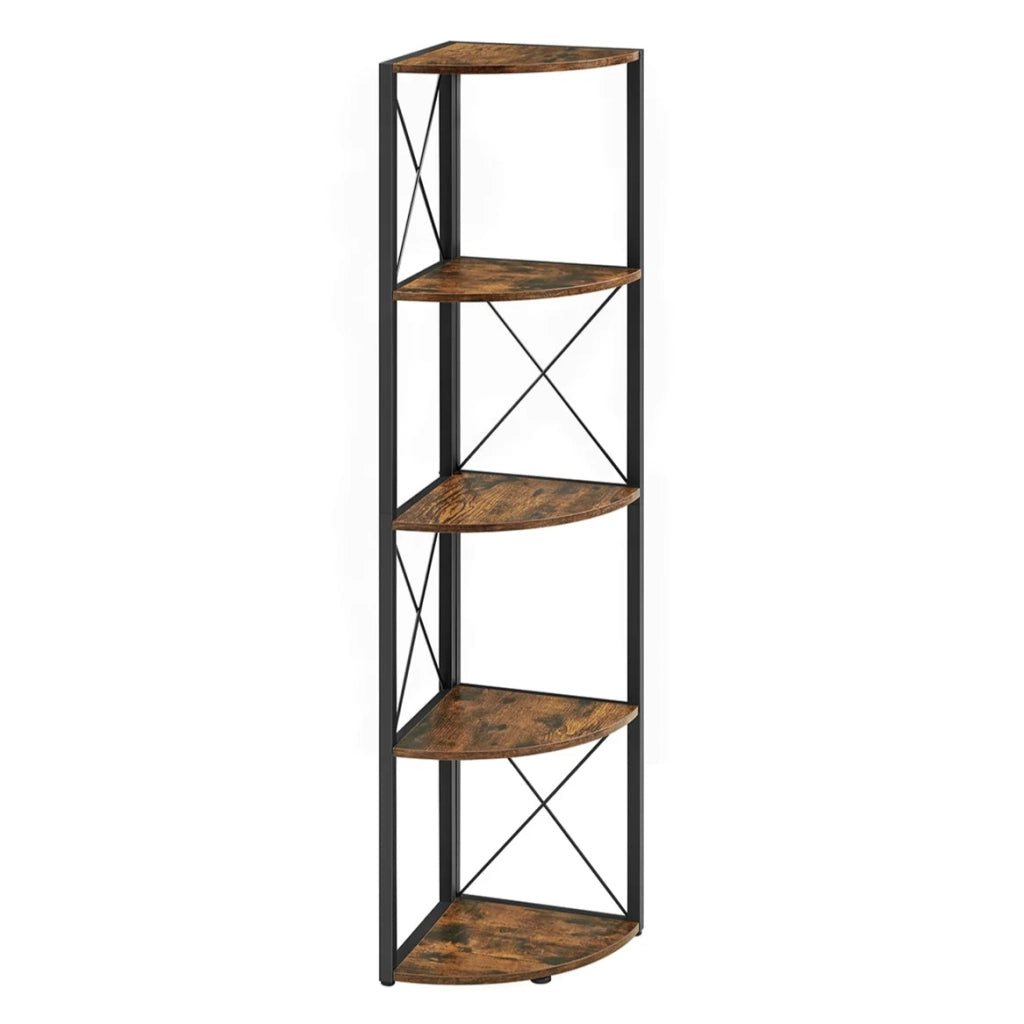 Scaffale angolare a 5 ripiani scaffale multifunzionale libreria portavasi per soggiorno bagno cucina camera da letto ufficio facile da montare marrone 12_0005617