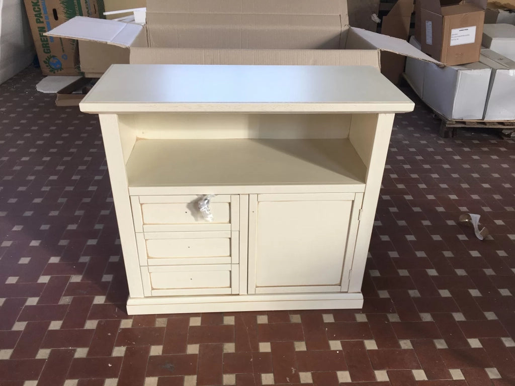 Porta tv 2 in legno shabby avorio patinato 84x40x75 - Mobili 2G