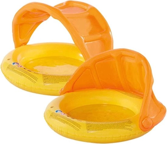 Mini Piscina 1-riga con tettoia giallo-arancio fondo gonfiabile 85 x 54 cm piscina per bambini