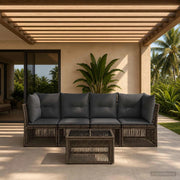 Set Divano da Giardino 5 pz Grigio polyrattan 3434132