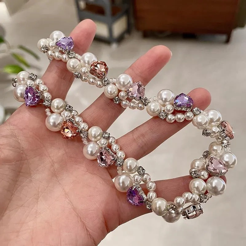 Collana con cuore di macaron e perle, realizzata a mano: gioielli colorati con perline