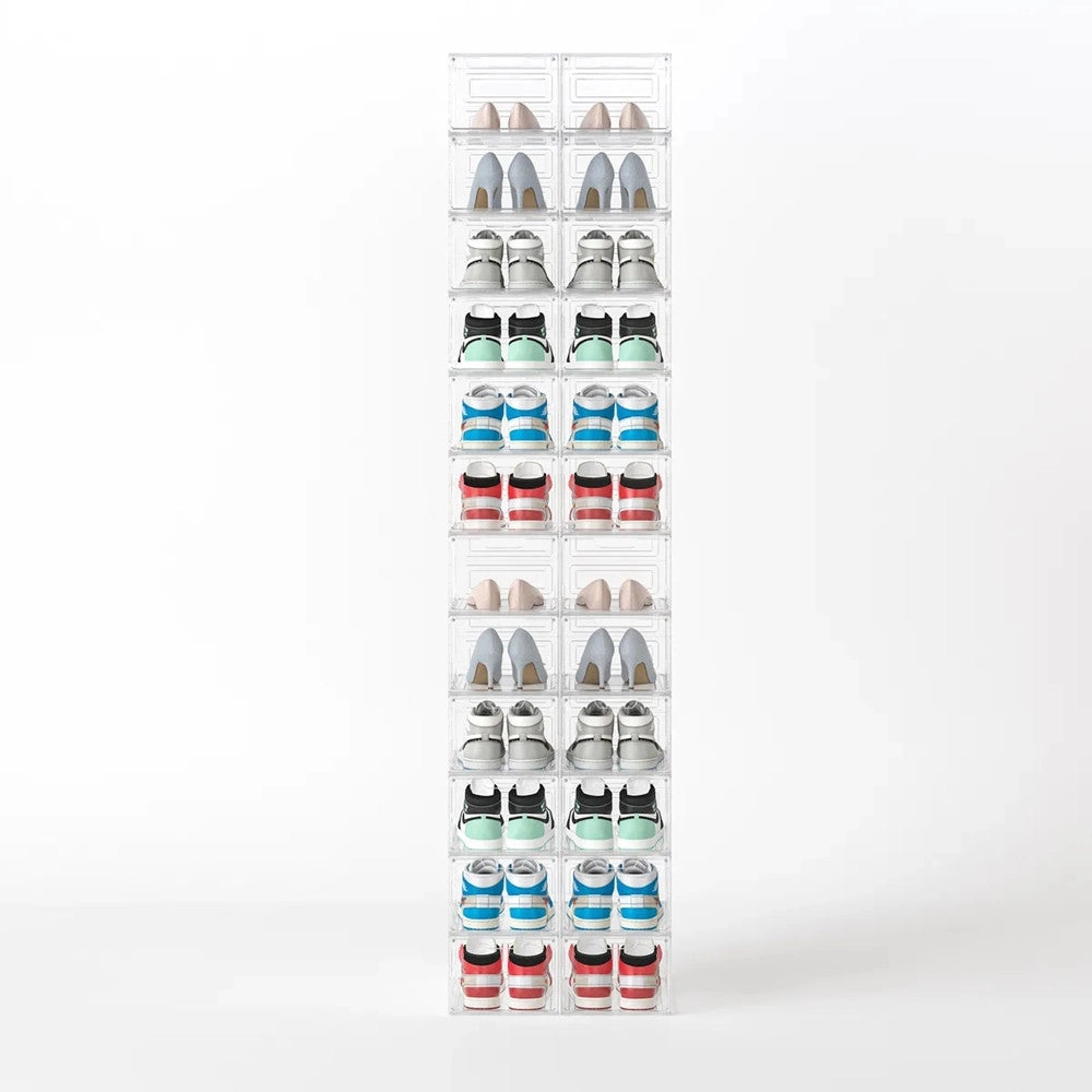 Trade Shop - Box Contenitore Per Scarpe Calzature Scatola Impilabile 34x25x18.4cm Trasparente 87648 -
