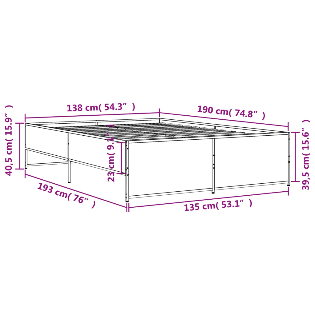 Giroletto-Struttura Letto Rovere Marrone 135x190cm in Legno Multistrato Metallo 478706