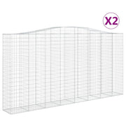 Set di 2 gabbioni ad arco per recinzioni a gabbia o muri di contenimento 400 x 50 x 200/220 cm ferro zincato argento 02_0041409