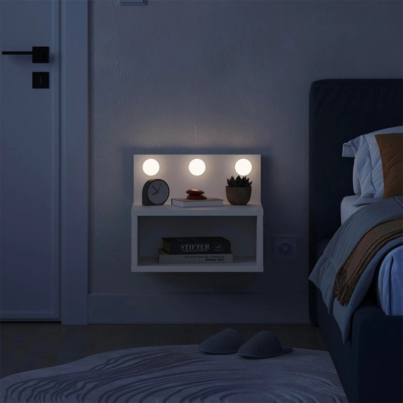 Comodino sospeso Treo con luci integrate colore bianco
