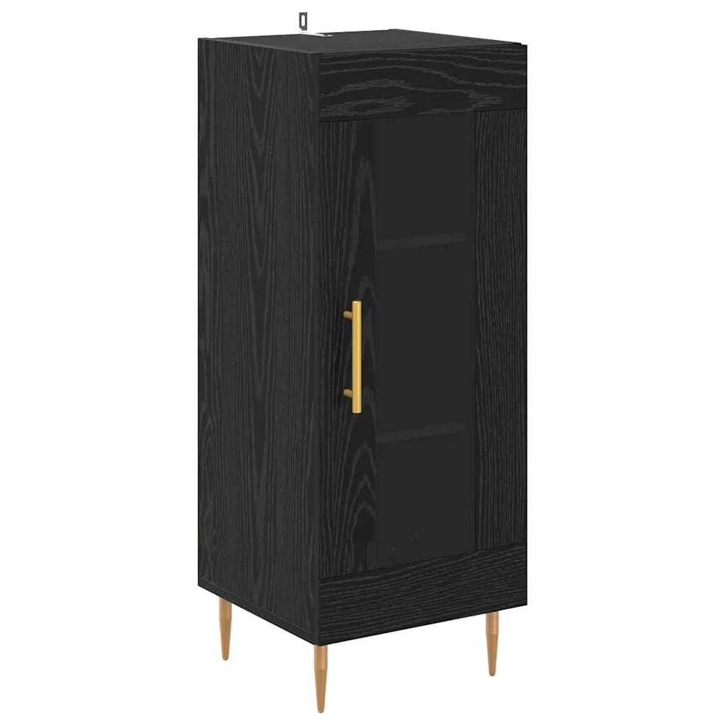 Credenza 2 pcs Rovere Nero Legno multistrato