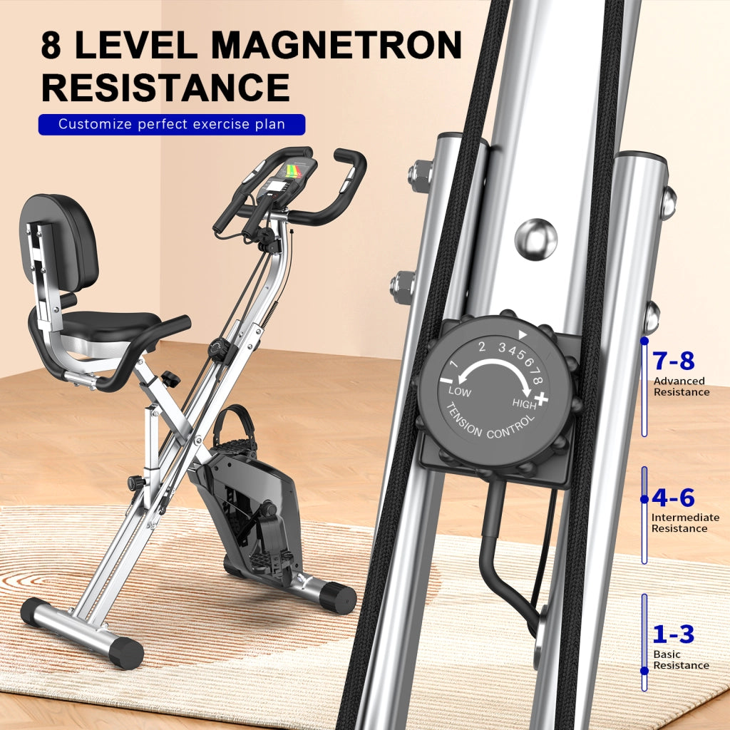 Cyclette Magnetica Pieghevole - RATTANTREE - con Display LCD e Sensore di Frequenza Cardiaca Cyclette - Argent