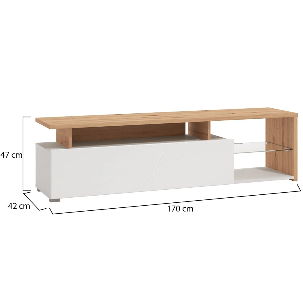 Induno, Mobile Porta tv Cassetti, 170x41.5x46.5h cm Bianco
