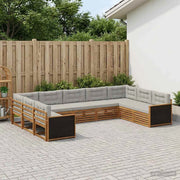 Set di divani da esterno 9 pz Naturale e Grigio Chiaro 3383824