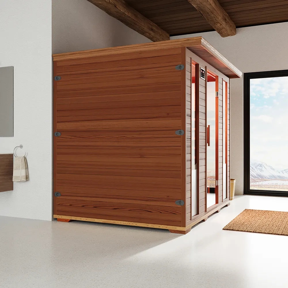 Sauna ad infrarossi 160x210 cm H195 in legno di cedro con radio integrata | Porvoo