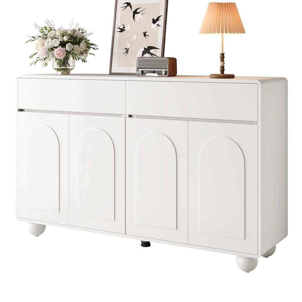 Credenza Soggiorno con Ante Curve ¨C MINIMAL ¨C Truciolato e MDF, Gambe in Metallo