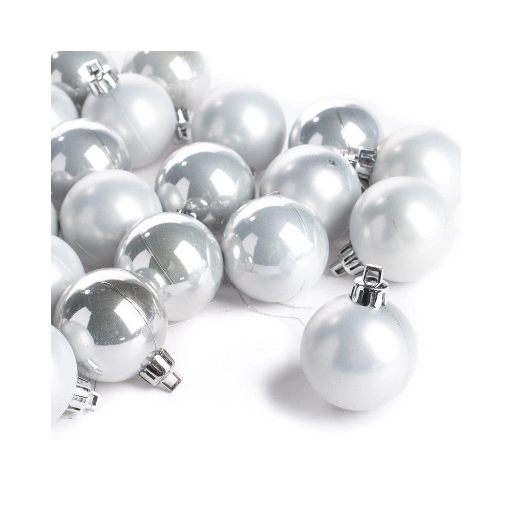 Trade Shop - Confezione 54 Palline Di Natale Colore Silver 6 Cm Addobbo Natalizio -
