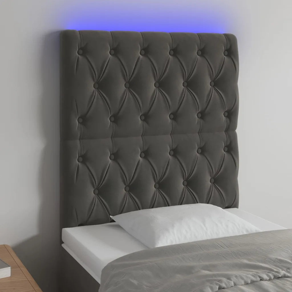 Testiera | Testata a LED GrigioScuro 80x7x118/128cm in Velluto