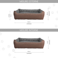 Cuccia per Cani e Gatti Doubleface 62x50x17 cm in Poliestere Love Tortora