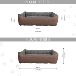Cuccia per Cani e Gatti Doubleface 62x50x17 cm in Poliestere Love Tortora