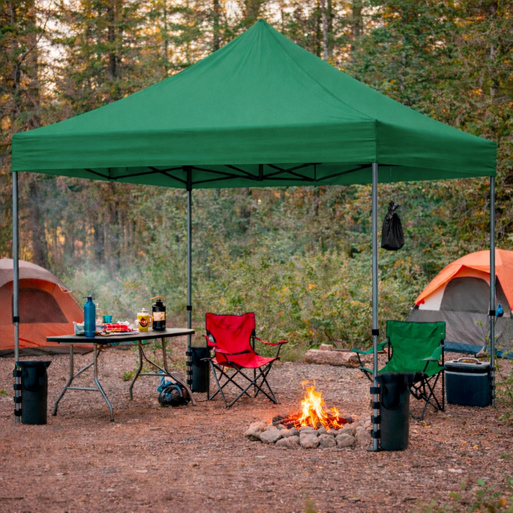 Gazebo Professionale Con Struttura A Fisarmonica Richiudibile Automatico In Acciaio E Telo Oxford 1200D PVC Impermeabile E Anti UV Dotato Di Sacche Zavorra E Borsa Trasporto Per Sagre Feste Eventi 3x3 M Verde