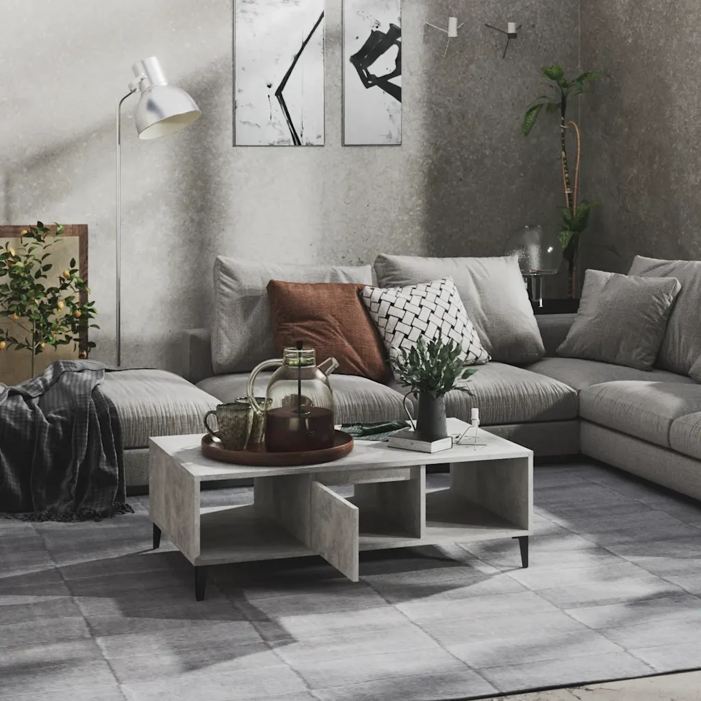 Tavolino salotto | Tavolino da caff¨¨ | Tavolino da Soggiorno Grigio Cemento 103,5x60x35cm Legno Multistrato