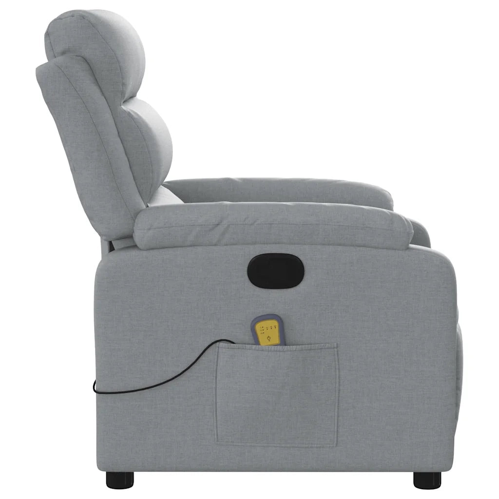 Divano Sedia-Poltrona Massaggiante Reclinabile Grigio Chiaro in Tessuto 237494