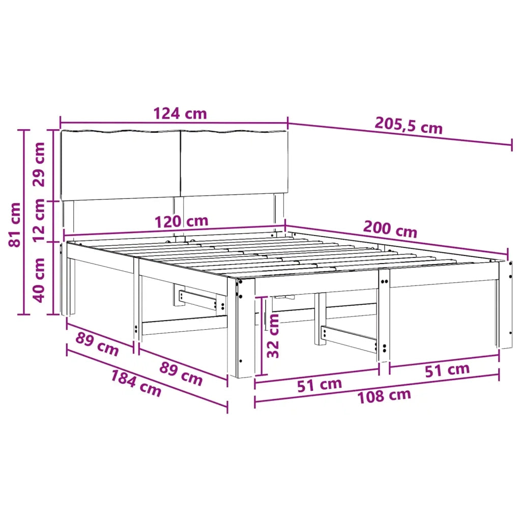 Letto matrimoniale con testiera ROSTOCK Naturale 120 x 200 cm 903462