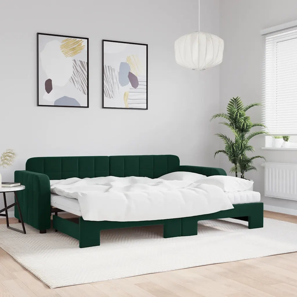 Divano Letto Estraibile Materassi Verde Scuro 80x200 Velluto 3196948
