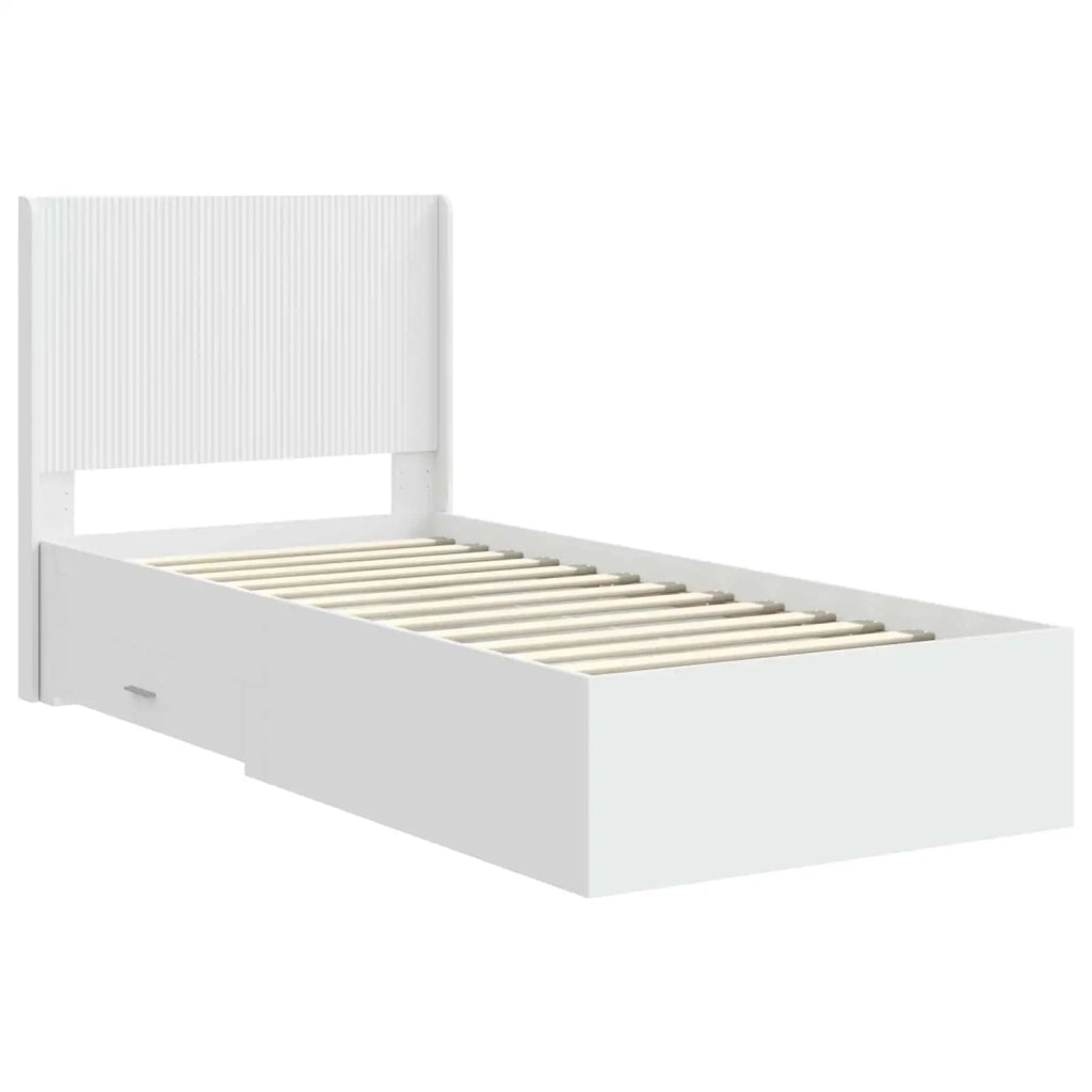 Struttura del letto con stoccaggio e testata Bianco 90 x 190 cm 3414157